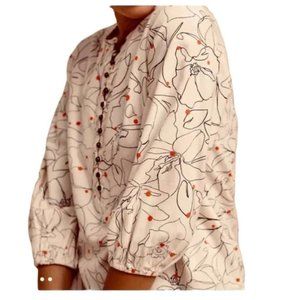 Maeve Floral Long Sleeve Top in Cream and Black